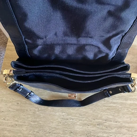 Leopard Print and Black Leather Shoulder Bag. Badgley Mischka Coralie Calfhair. - Picture 8 of 13